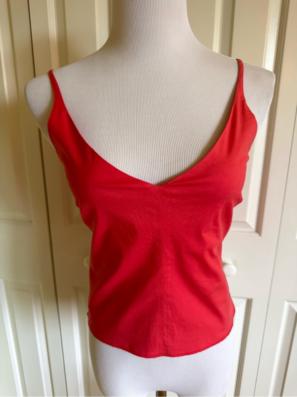 DKNY Coral Red Stretch Cotton Tank Top S